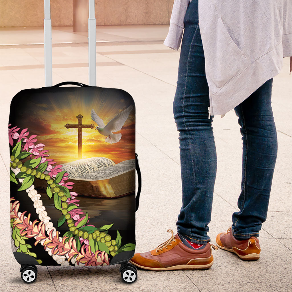 Hawaii Mokihana Mix Pikake Leis Mahalo 'Olelo Luggage Cover Black
