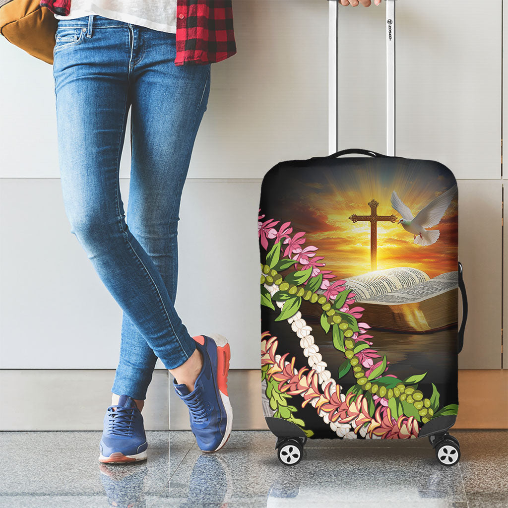 Hawaii Mokihana Mix Pikake Leis Mahalo 'Olelo Luggage Cover Black