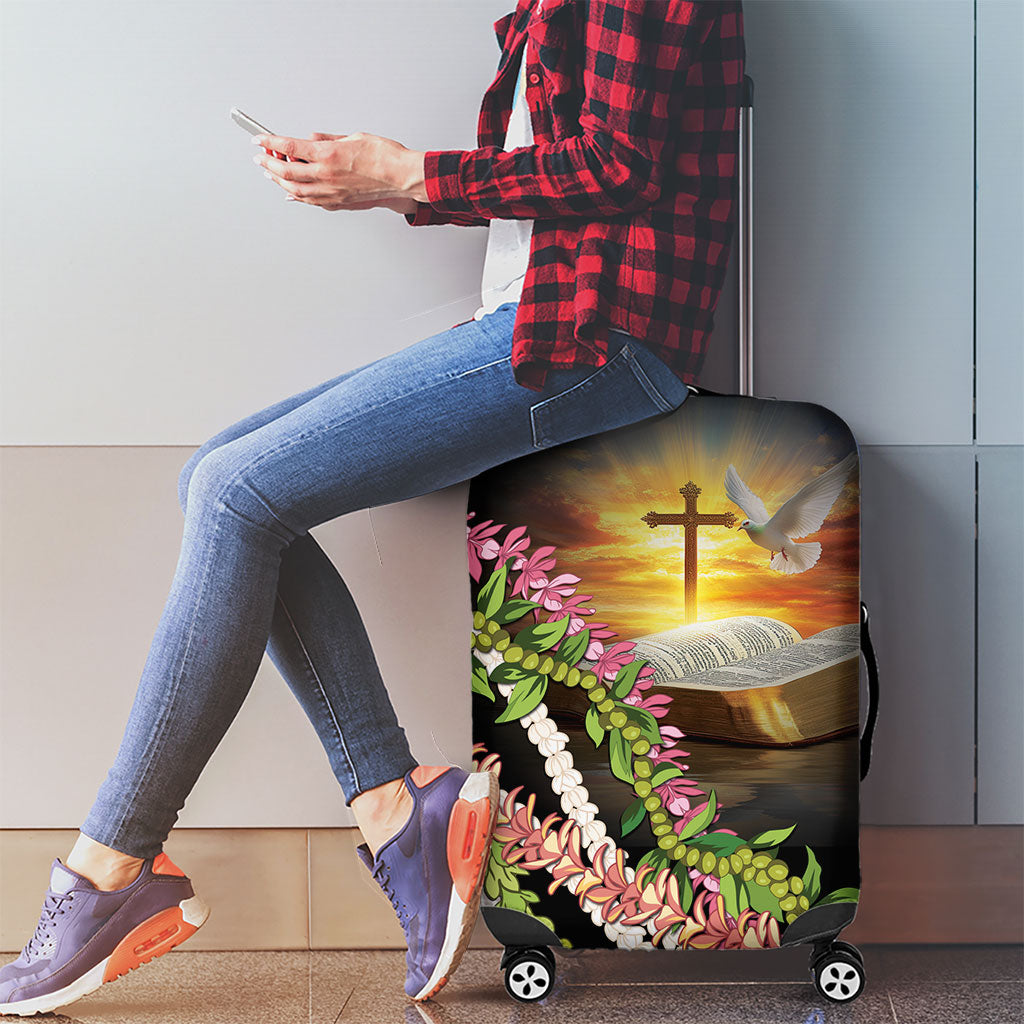 Hawaii Mokihana Mix Pikake Leis Mahalo 'Olelo Luggage Cover Black