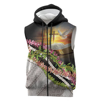 Hawaii Mokihana Mix Pikake Leis Mahalo 'Olelo Sleeveless Zip Hoodie Black
