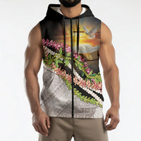 Hawaii Mokihana Mix Pikake Leis Mahalo 'Olelo Sleeveless Zip Hoodie Black