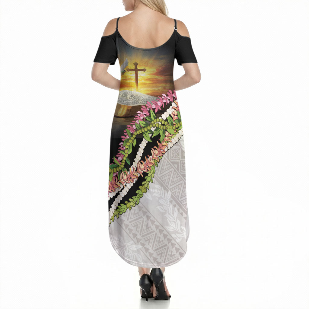 Hawaii Mokihana Mix Pikake Leis Mahalo 'Olelo Summer Maxi Dress Black
