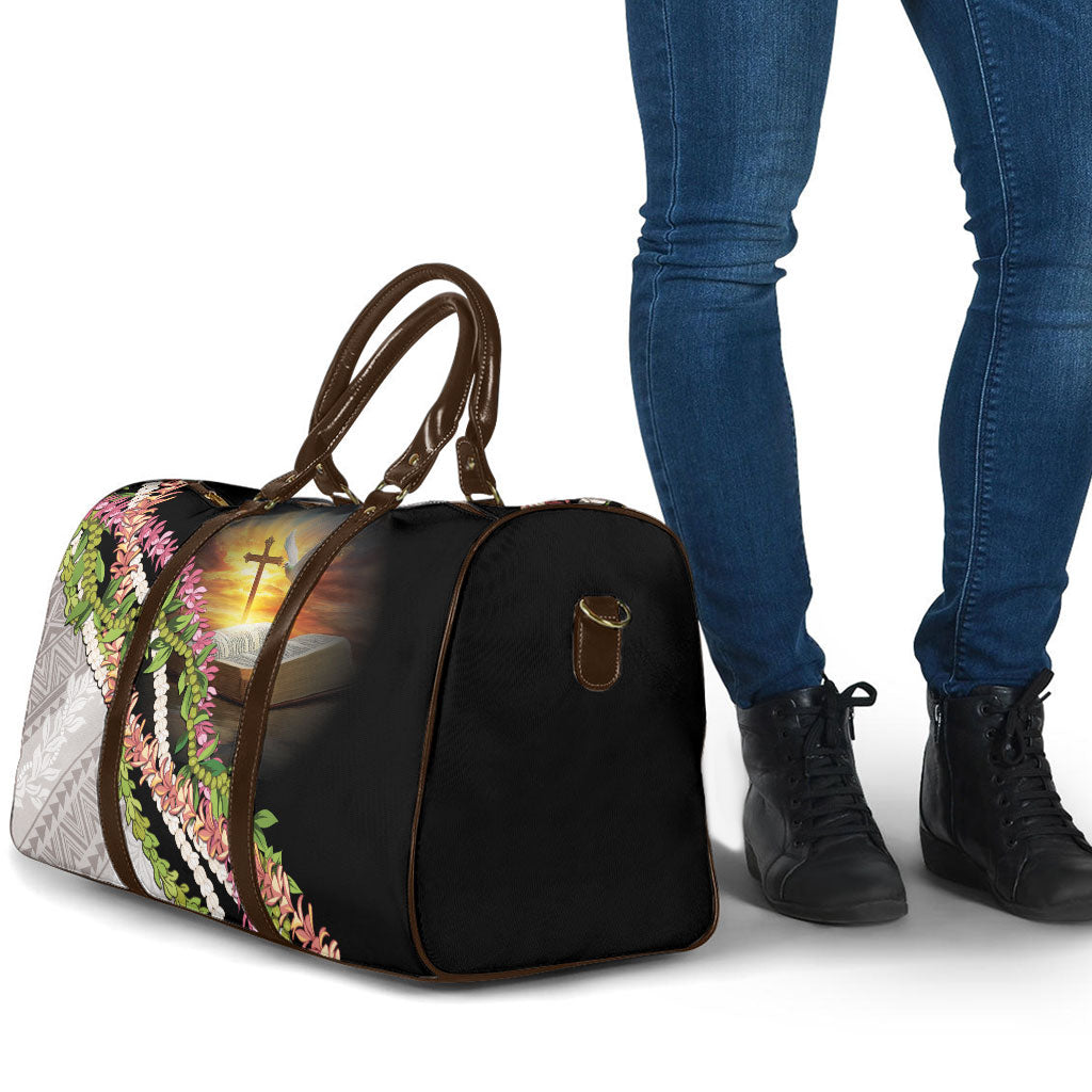Hawaii Mokihana Mix Pikake Leis Mahalo 'Olelo Travel Bag Black