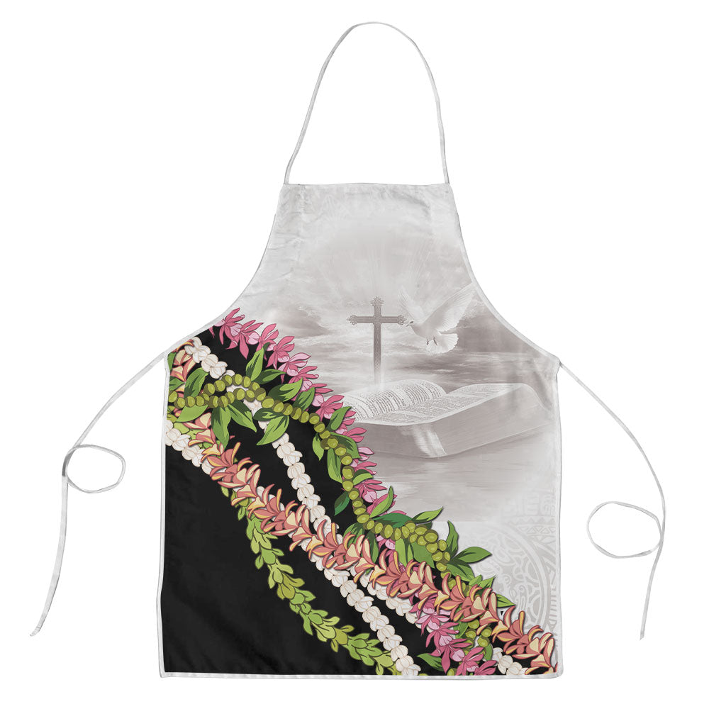 Hawaii Mokihana Mix Pikake Leis Mahalo 'Olelo Apron White Tapa