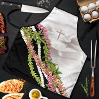 Hawaii Mokihana Mix Pikake Leis Mahalo 'Olelo Apron White Tapa