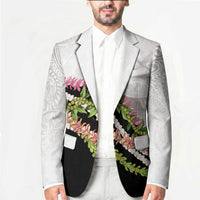 Hawaii Mokihana Mix Pikake Leis Mahalo 'Olelo Blazer White Tapa