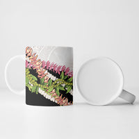 Hawaii Mokihana Mix Pikake Leis Mahalo 'Olelo Ceramic Mug White Tapa