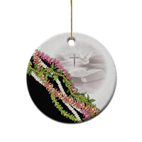 Hawaii Mokihana Mix Pikake Leis Mahalo 'Olelo Ceramic Ornament White Tapa