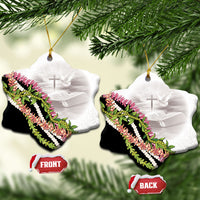 Hawaii Mokihana Mix Pikake Leis Mahalo 'Olelo Ceramic Ornament White Tapa
