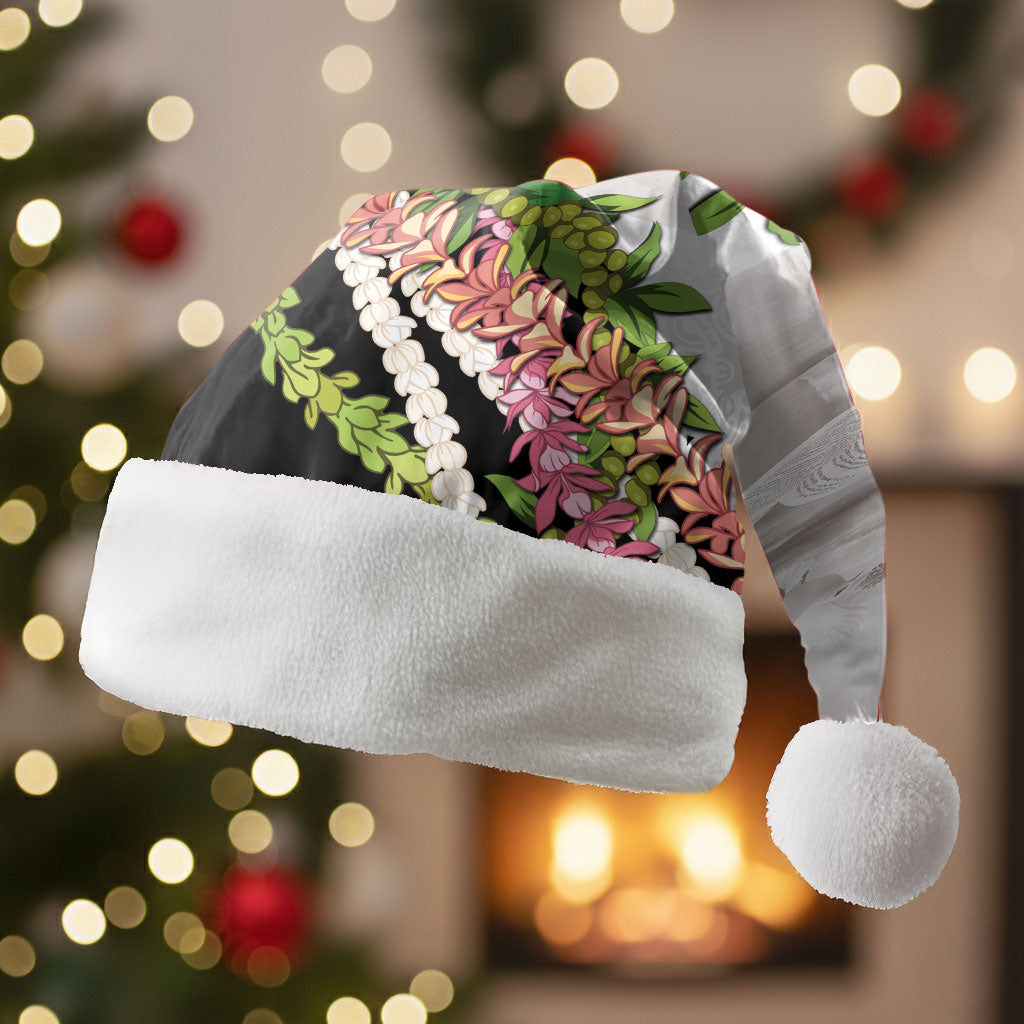 Hawaii Mokihana Mix Pikake Leis Mahalo 'Olelo Christmas Santa Hat White Tapa