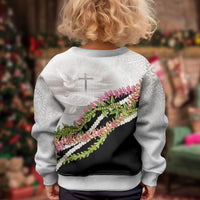 Hawaii Mokihana Mix Pikake Leis Mahalo 'Olelo Kid Ugly Christmas Sweater White Tapa