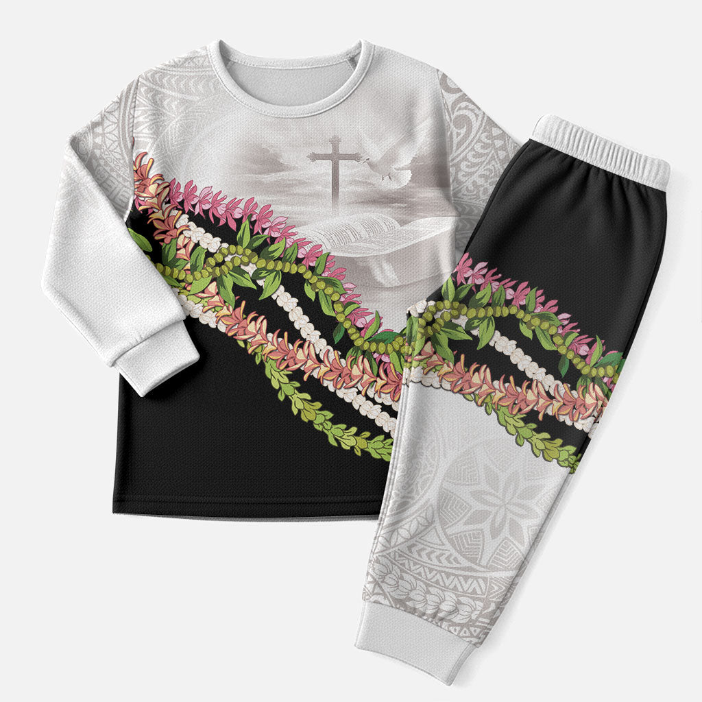Hawaii Mokihana Mix Pikake Leis Mahalo 'Olelo Christmas Pajama Set White Tapa