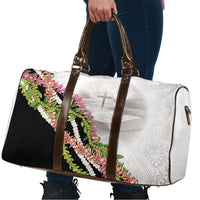 Hawaii Mokihana Mix Pikake Leis Mahalo 'Olelo Travel Bag White Tapa