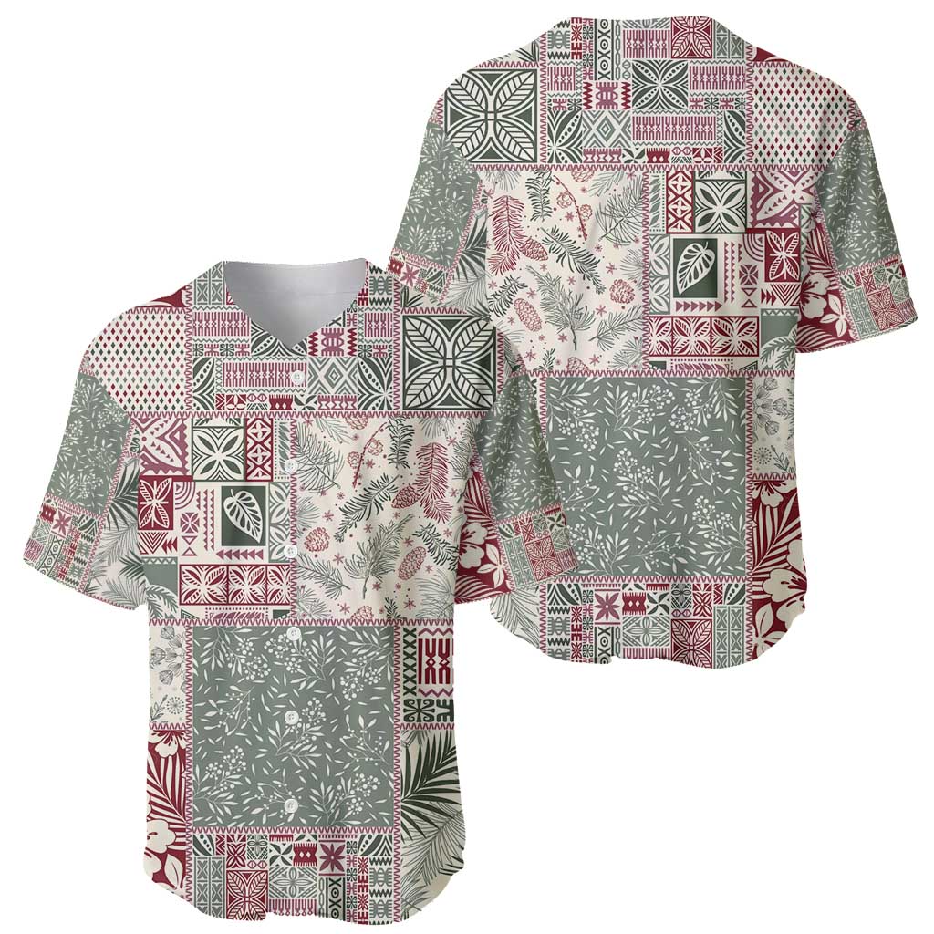 Aloha Hawaii Pastel Christmas Patchwork Baseball Jersey Classic Style - Polynesian Pride