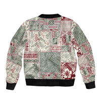 Aloha Hawaii Pastel Christmas Patchwork Bomber Jacket Classic Style - Polynesian Pride