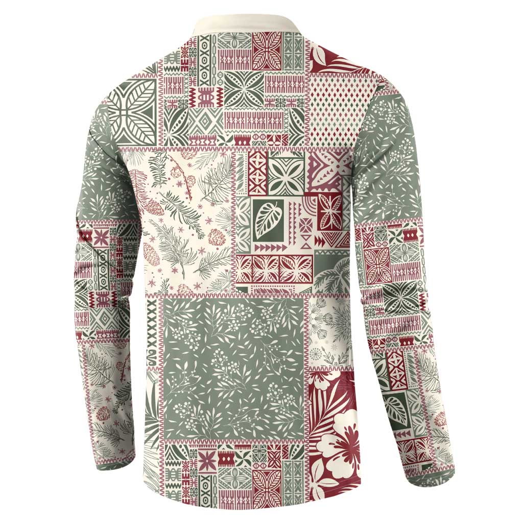 Aloha Hawaii Pastel Christmas Patchwork Button Sweatshirt Classic Style - Polynesian Pride