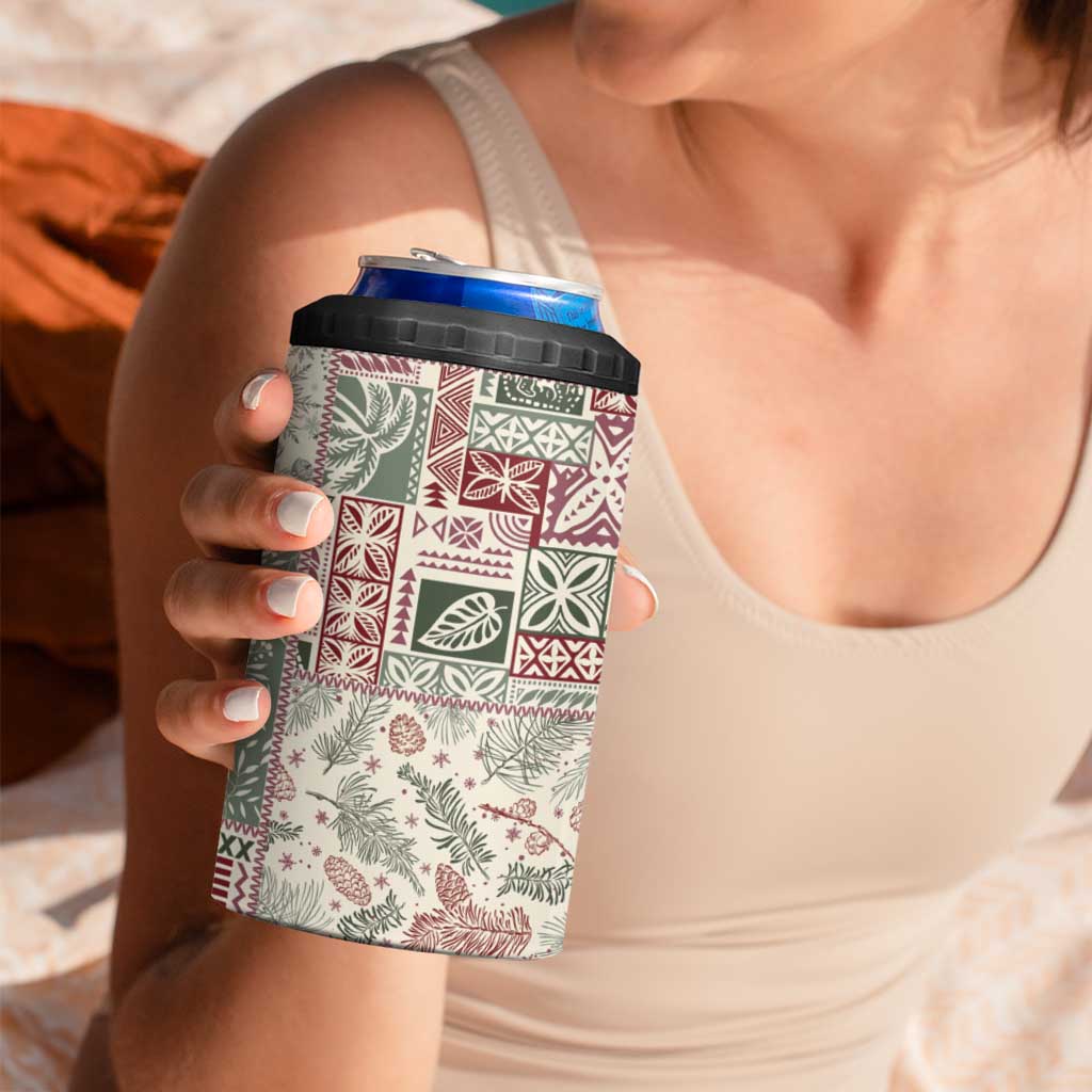 Aloha Hawaii Pastel Christmas Patchwork 4 in 1 Can Cooler Tumbler Classic Style - Polynesian Pride
