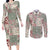 Aloha Hawaii Pastel Christmas Patchwork Couples Matching Long Sleeve Bodycon Dress and Long Sleeve Button Shirt Classic Style - Polynesian Pride