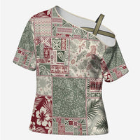 Aloha Hawaii Pastel Christmas Patchwork Cross Shoulder Shirt Classic Style - Polynesian Pride