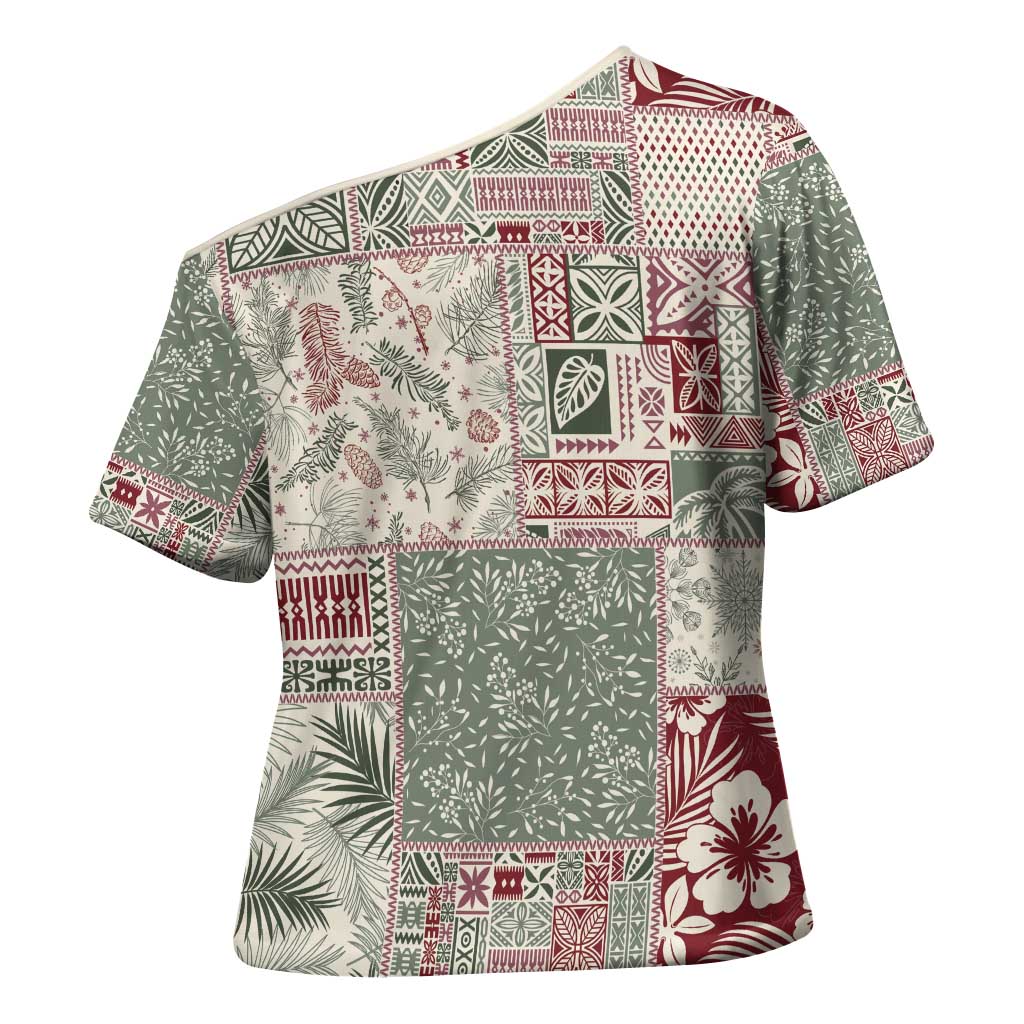 Aloha Hawaii Pastel Christmas Patchwork Cross Shoulder Shirt Classic Style - Polynesian Pride