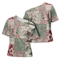 Aloha Hawaii Pastel Christmas Patchwork Cross Shoulder Shirt Classic Style - Polynesian Pride