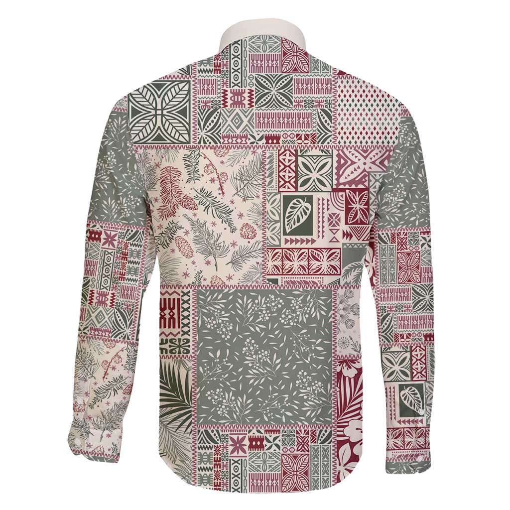 Aloha Hawaii Pastel Christmas Patchwork Family Matching Long Sleeve Bodycon Dress and Hawaiian Shirt Classic Style - Polynesian Pride