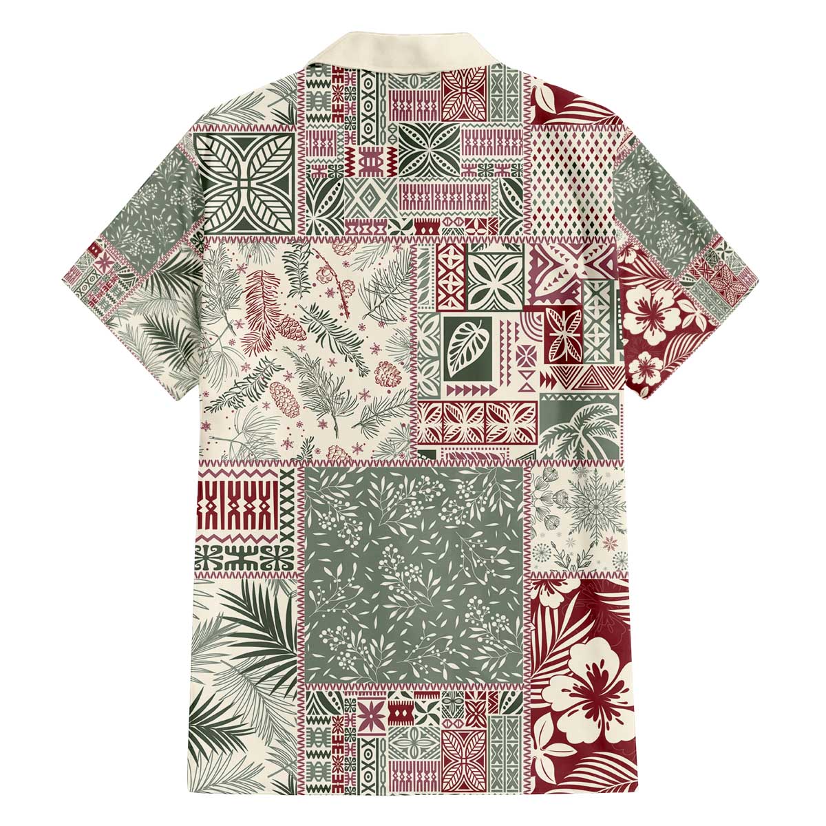 Aloha Hawaii Pastel Christmas Patchwork Family Matching Off The Shoulder Long Sleeve Dress and Hawaiian Shirt Classic Style - Polynesian Pride