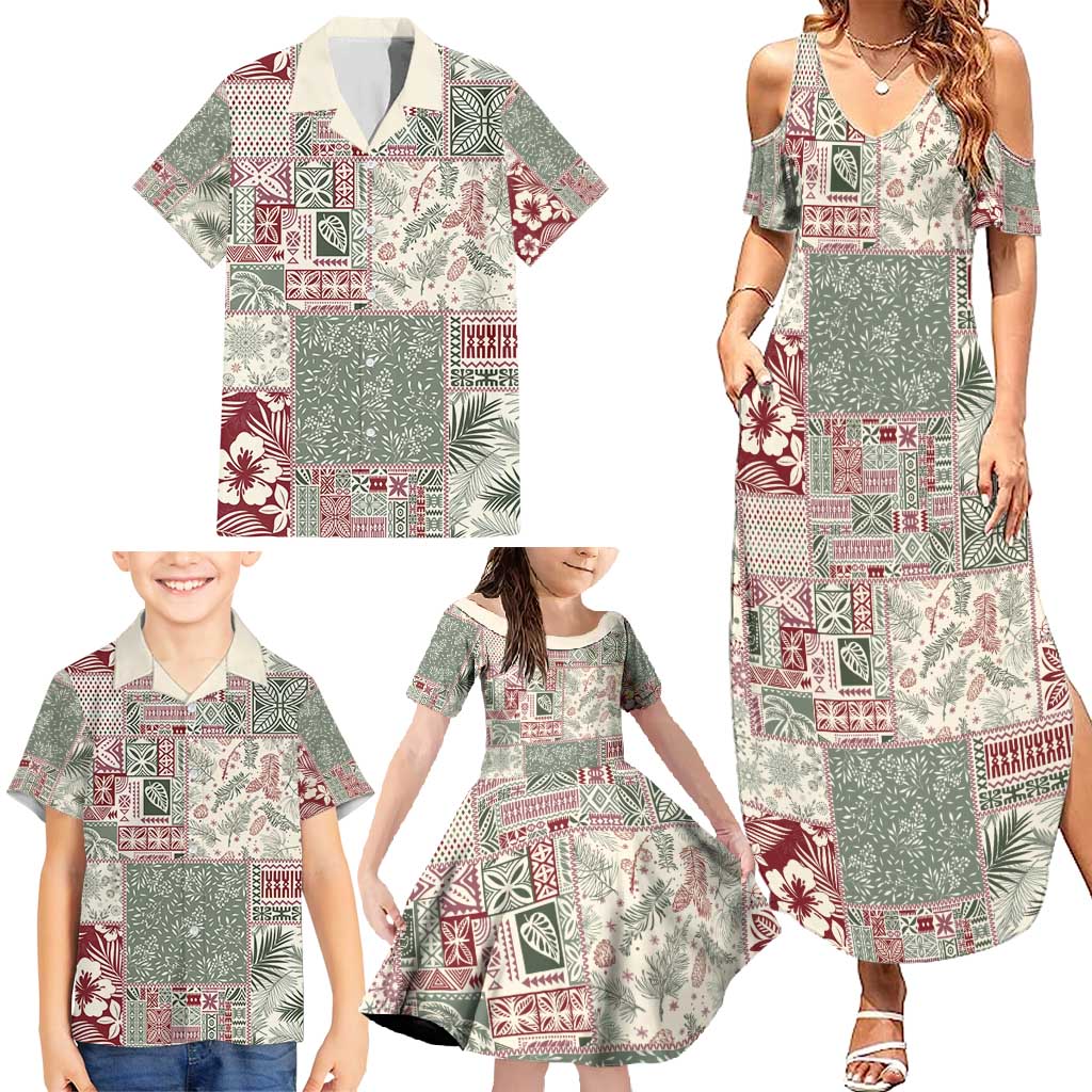 Aloha Hawaii Pastel Christmas Patchwork Family Matching Summer Maxi Dress and Hawaiian Shirt Classic Style - Polynesian Pride