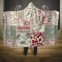 Aloha Hawaii Pastel Christmas Patchwork Hooded Blanket Classic Style - Polynesian Pride