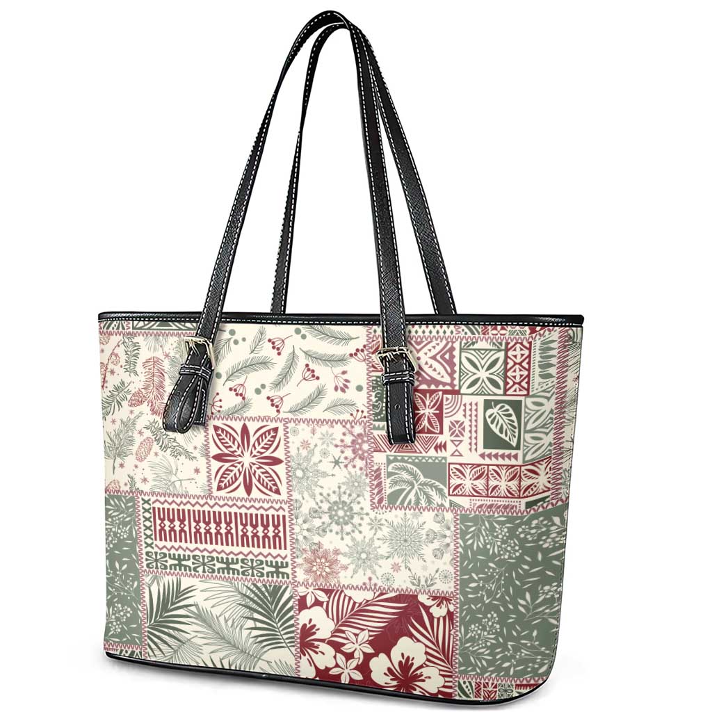 Aloha Hawaii Pastel Christmas Patchwork Leather Tote Bag Classic Style - Polynesian Pride