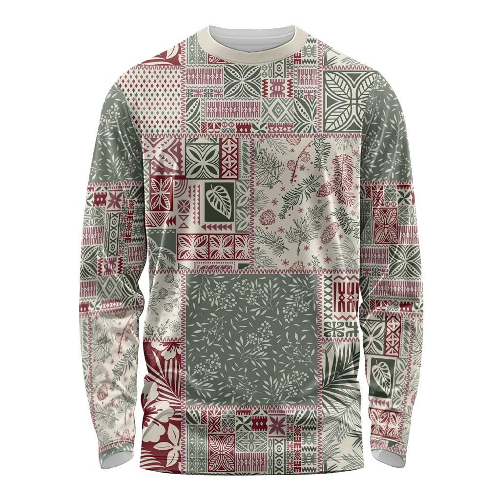 Aloha Hawaii Pastel Christmas Patchwork Long Sleeve Shirt Classic Style - Polynesian Pride