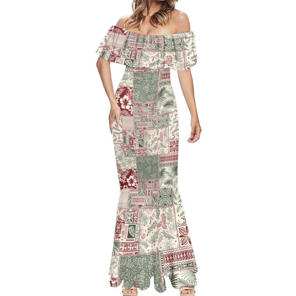 Aloha Hawaii Pastel Christmas Patchwork Mermaid Dress Classic Style - Polynesian Pride