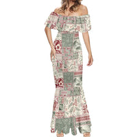 Aloha Hawaii Pastel Christmas Patchwork Mermaid Dress Classic Style - Polynesian Pride