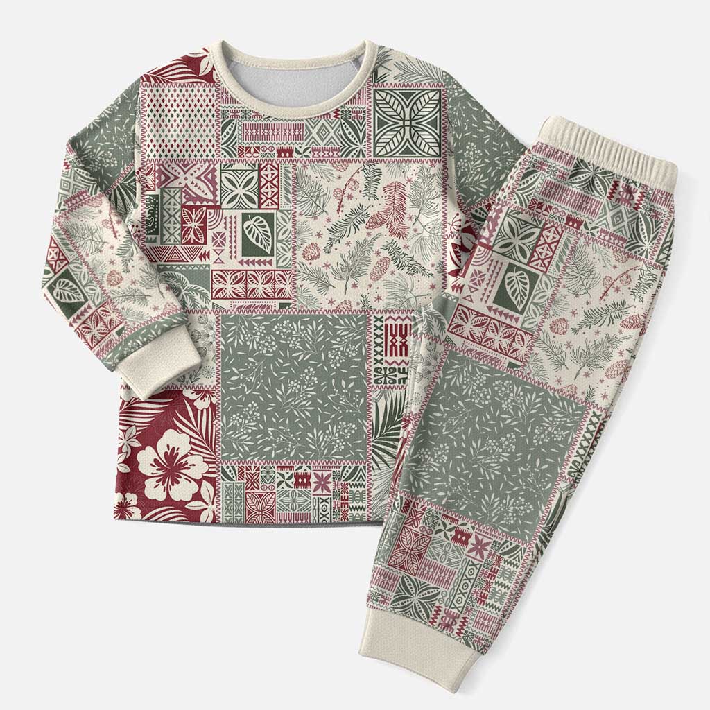 Aloha Hawaii Pastel Christmas Patchwork Christmas Pajama Set Classic Style - Polynesian Pride