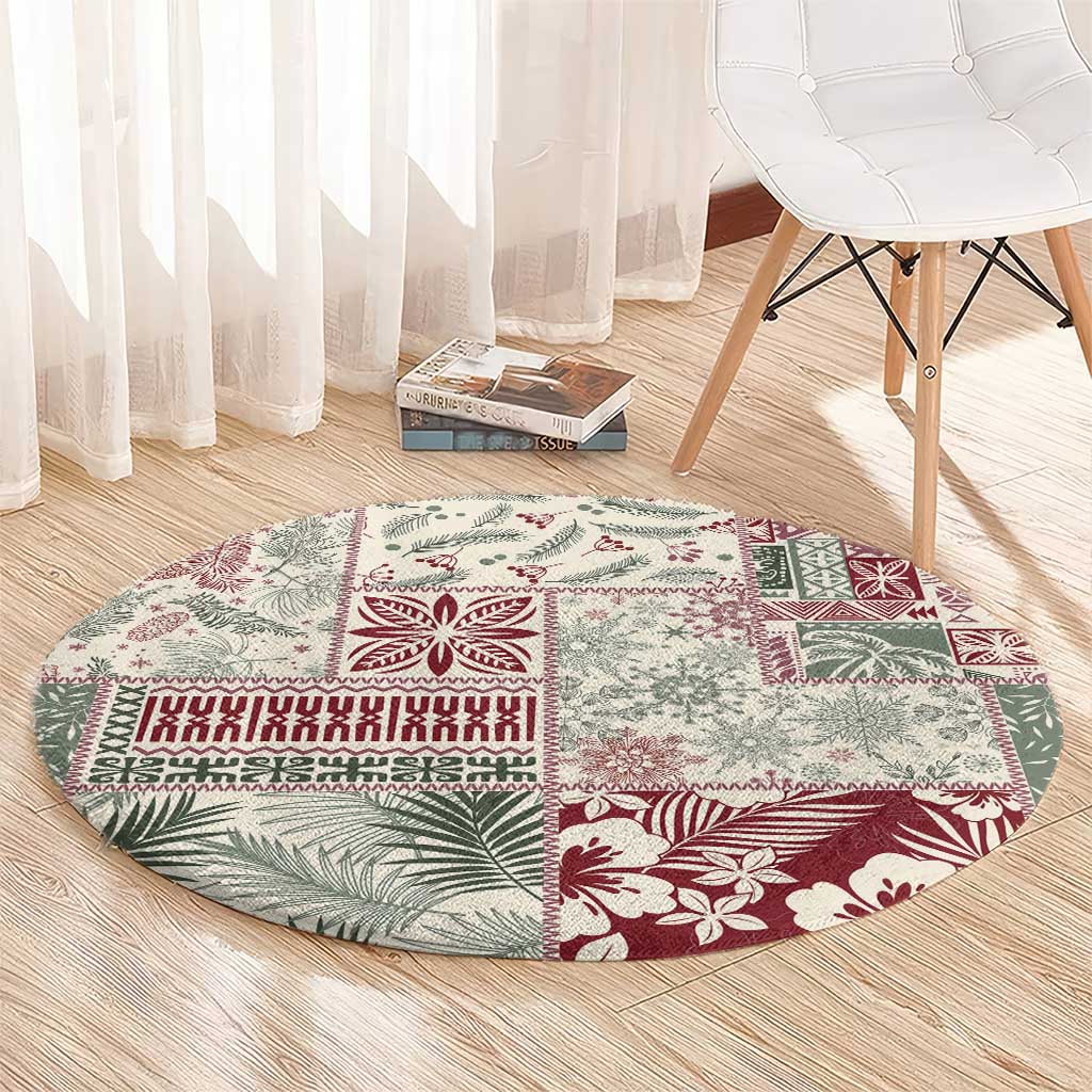 Aloha Hawaii Pastel Christmas Patchwork Round Carpet Classic Style - Polynesian Pride