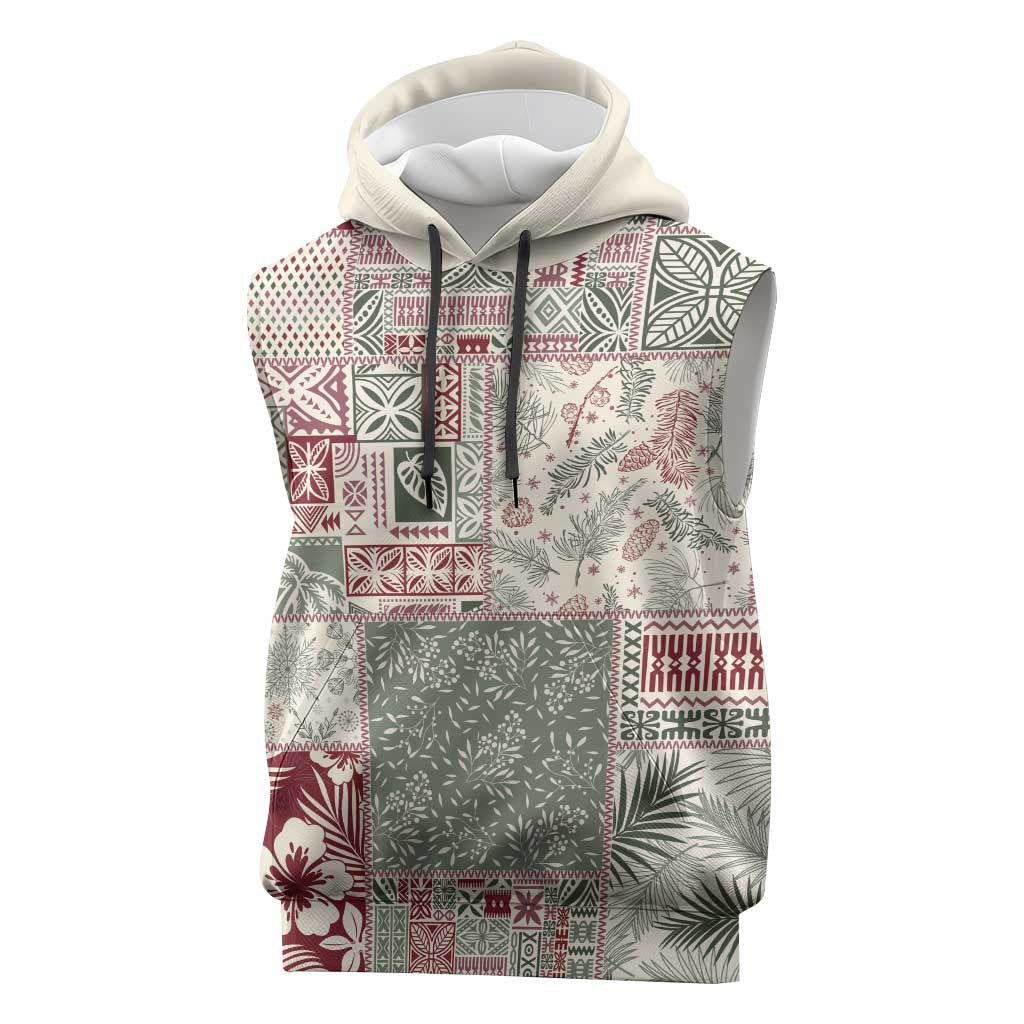 Aloha Hawaii Pastel Christmas Patchwork Sleeveless Hoodie Classic Style - Polynesian Pride