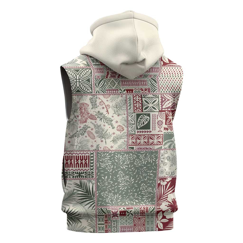 Aloha Hawaii Pastel Christmas Patchwork Sleeveless Hoodie Classic Style - Polynesian Pride