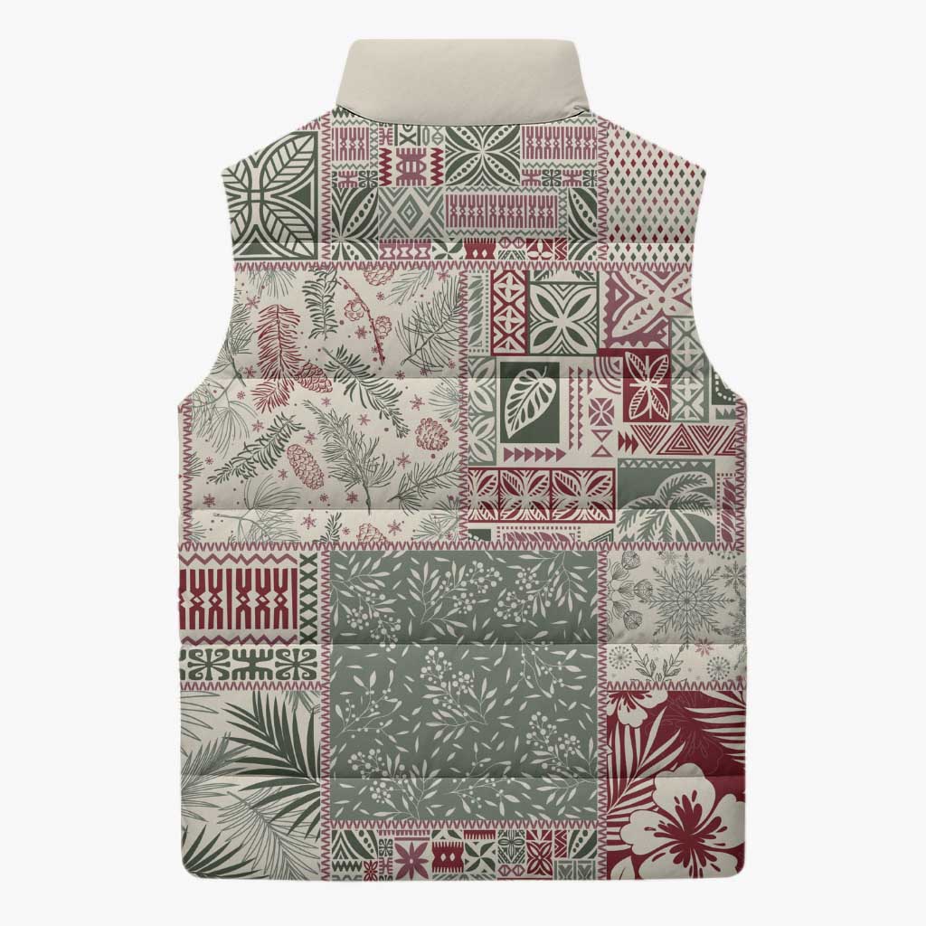 Aloha Hawaii Pastel Christmas Patchwork Sleeveless Puffer Jacket Classic Style - Polynesian Pride