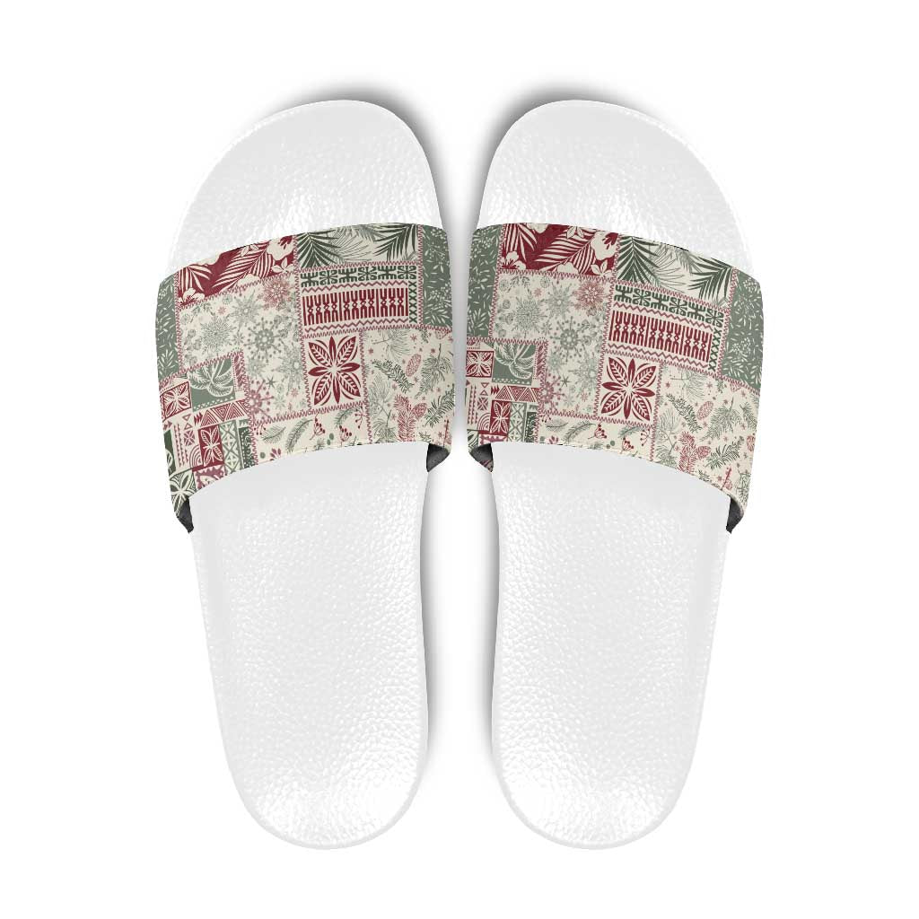 Aloha Hawaii Pastel Christmas Patchwork Slide Sandals Classic Style - Polynesian Pride