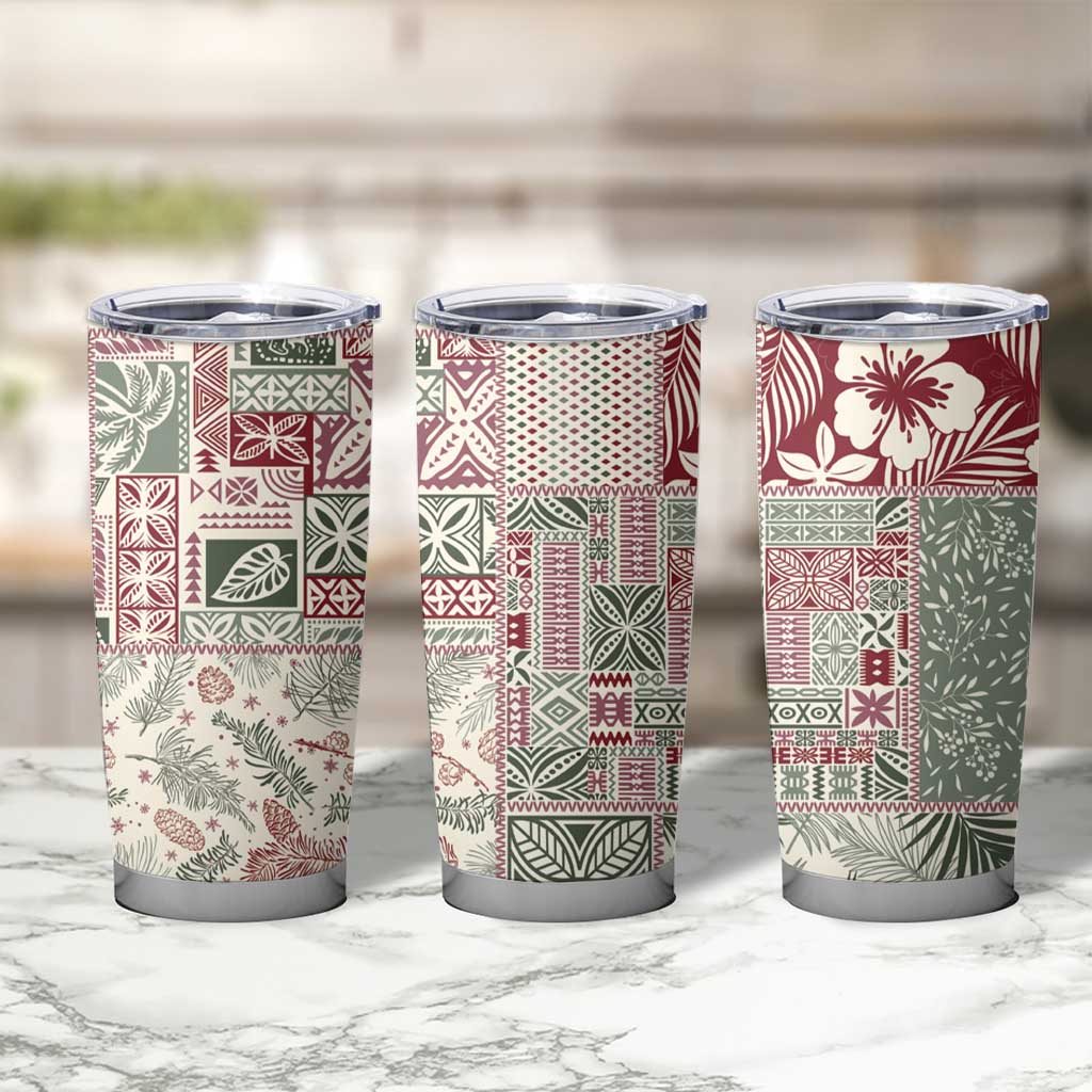 Aloha Hawaii Pastel Christmas Patchwork Tumbler Cup Classic Style - Polynesian Pride