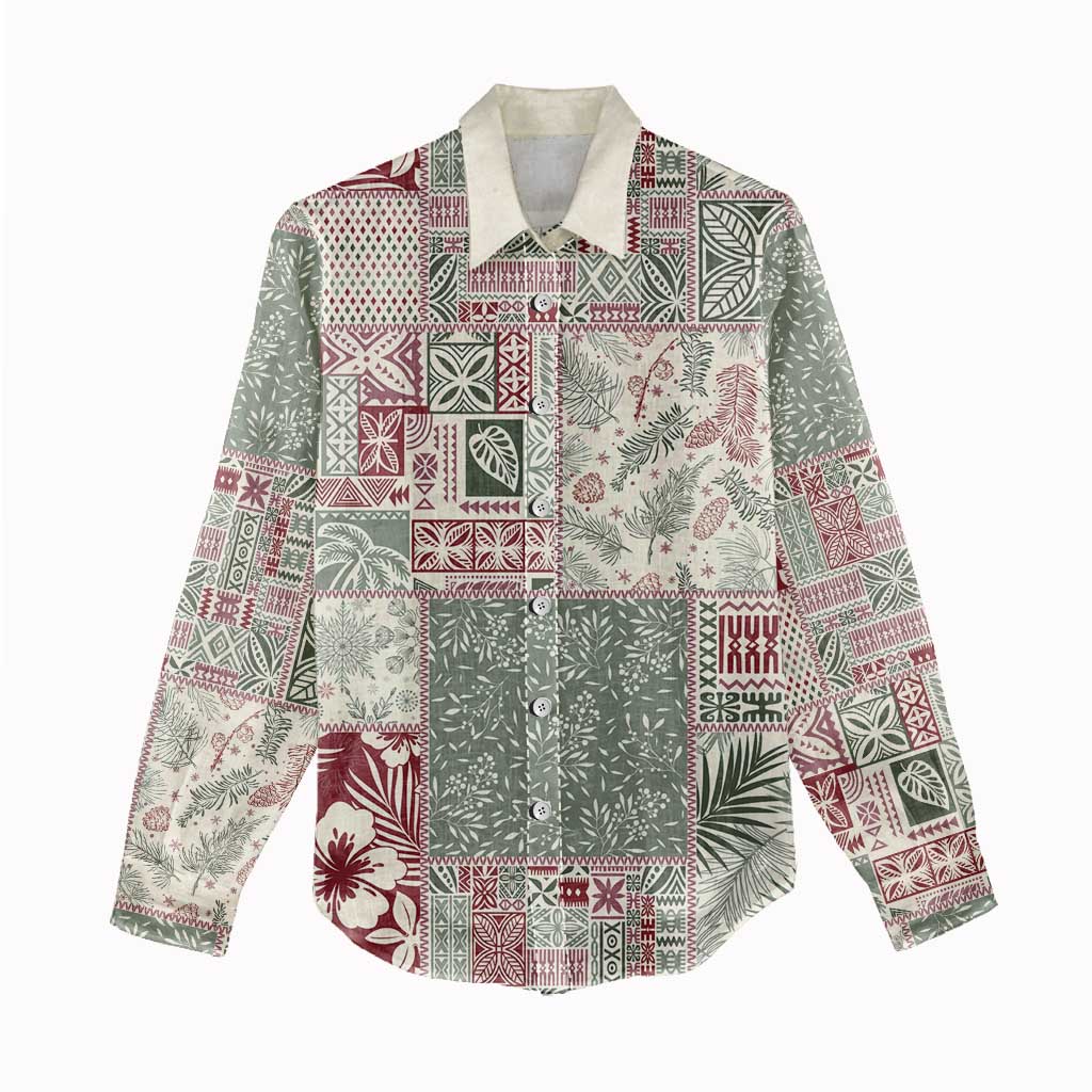 Aloha Hawaii Pastel Christmas Patchwork Women Casual Shirt Classic Style - Polynesian Pride