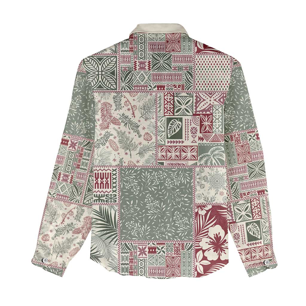 Aloha Hawaii Pastel Christmas Patchwork Women Casual Shirt Classic Style - Polynesian Pride