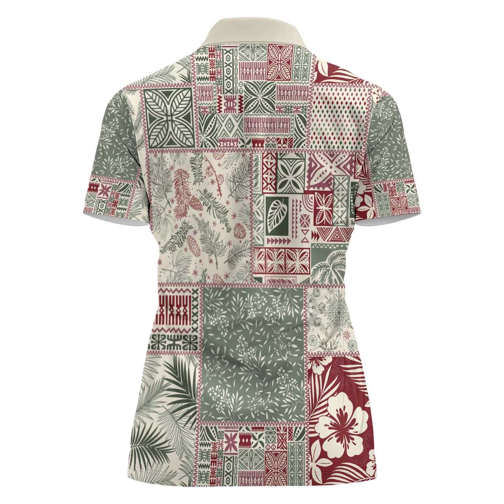 Aloha Hawaii Pastel Christmas Patchwork Women Polo Shirt Classic Style - Polynesian Pride