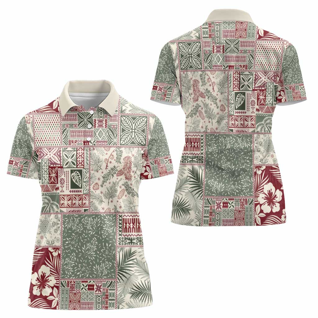 Aloha Hawaii Pastel Christmas Patchwork Women Polo Shirt Classic Style - Polynesian Pride