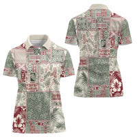 Aloha Hawaii Pastel Christmas Patchwork Women Polo Shirt Classic Style - Polynesian Pride