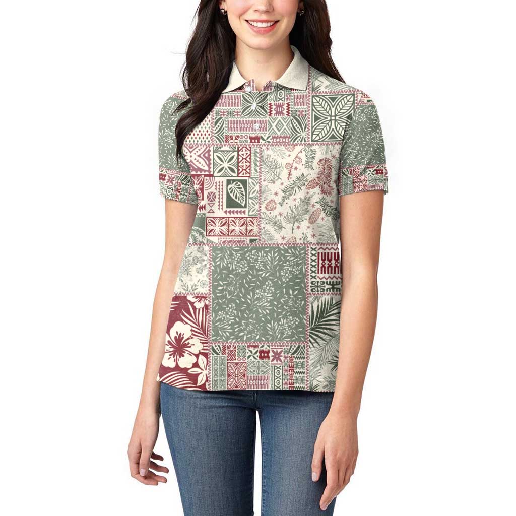 Aloha Hawaii Pastel Christmas Patchwork Women Polo Shirt Classic Style - Polynesian Pride