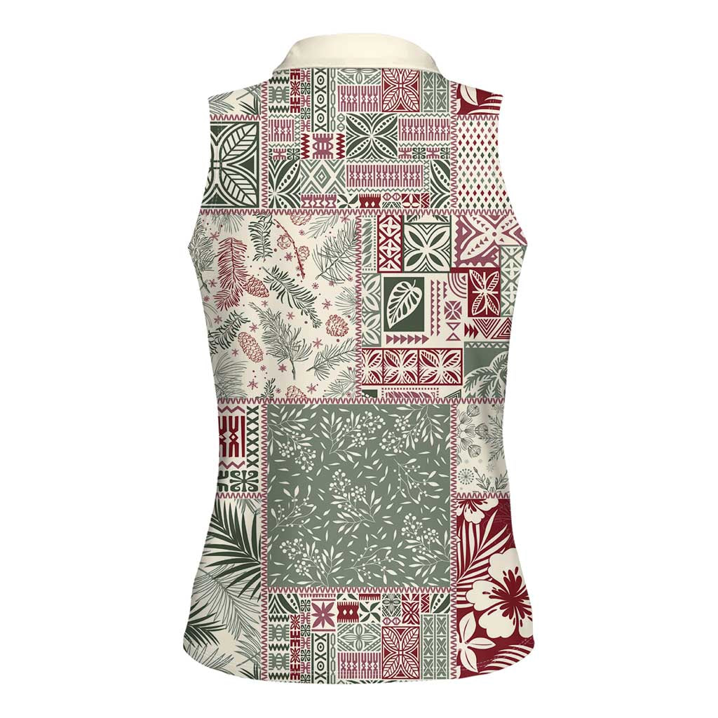 Aloha Hawaii Pastel Christmas Patchwork Women Sleeveless Polo Shirt Classic Style - Polynesian Pride