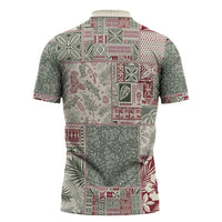 Aloha Hawaii Pastel Christmas Patchwork Zipper Polo Shirt Classic Style - Polynesian Pride