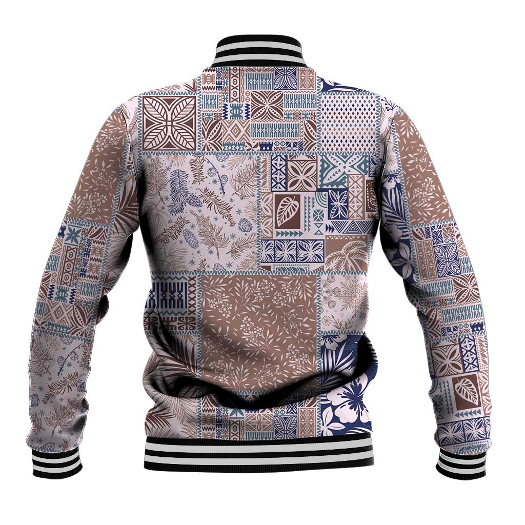 Aloha Hawaii Pastel Christmas Patchwork Baseball Jacket Rustic Style - Polynesian Pride