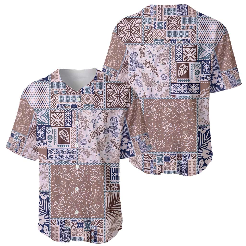 Aloha Hawaii Pastel Christmas Patchwork Baseball Jersey Rustic Style - Polynesian Pride